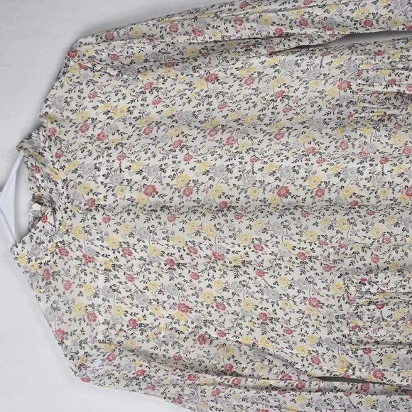 NWOT GANNI Georgette Chic Floral Print Long Sleeve Midi Dress Size 36 US 4