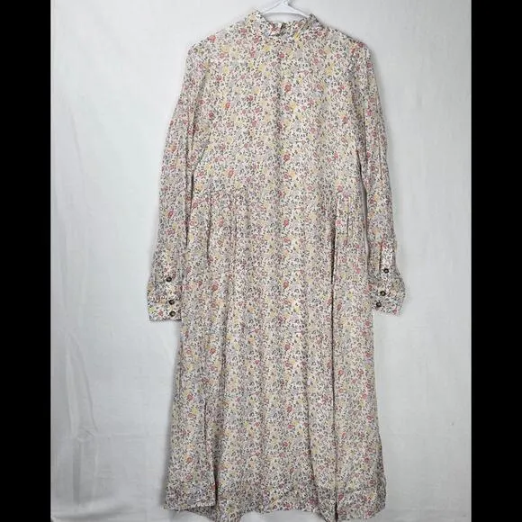 NWOT GANNI Georgette Chic Floral Print Long Sleeve Midi Dress Size 36 US 4