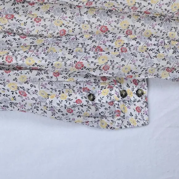 NWOT GANNI Georgette Chic Floral Print Long Sleeve Midi Dress Size 36 US 4