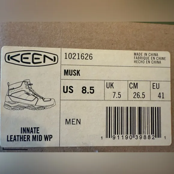 NWOT Men's Keen Brown Waterproof Leather Hiking Boots - Size 8.5 US