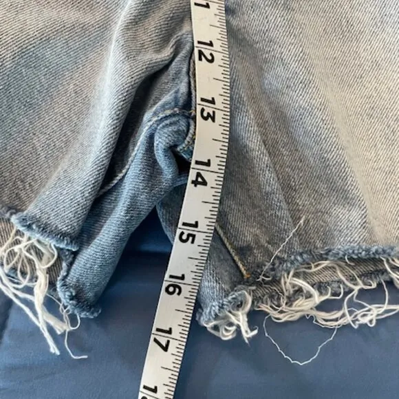 NWOT R13 Rose Baggy Shorts Stevie Light Blue Jeans Size 30 Frayed Distressed