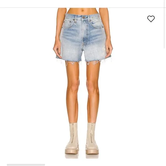 NWOT R13 Rose Baggy Shorts Stevie Light Blue Jeans Size 30 Frayed Distressed