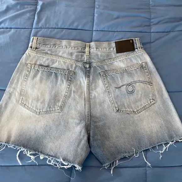 NWOT R13 Rose Baggy Shorts Stevie Light Blue Jeans Size 30 Frayed Distressed