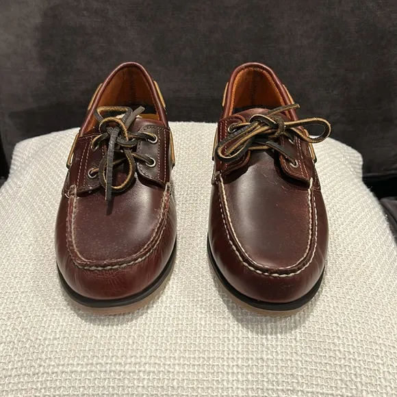 NWOT Timberland Men's Classic 2-Eye Brown Leather Boat Shoes Size 10.5