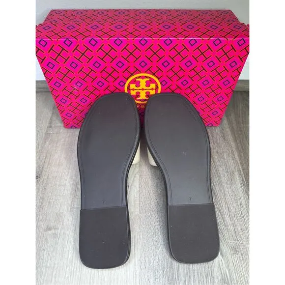 NWOT Tory Burch Double T Sport Slide Sandals Black &amp; White size 7 $198