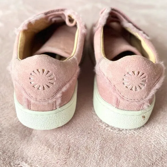 NWOT UGG Alix Pink Suede Faux Fur Trainer Velcro Sneaker Size 6