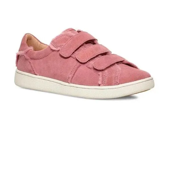 NWOT UGG Alix Pink Suede Faux Fur Trainer Velcro Sneaker Size 6