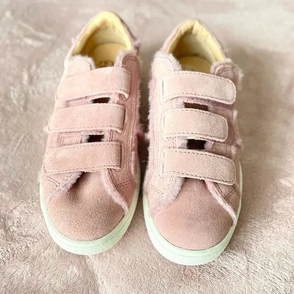 NWOT UGG Alix Pink Suede Faux Fur Trainer Velcro Sneaker Size 6