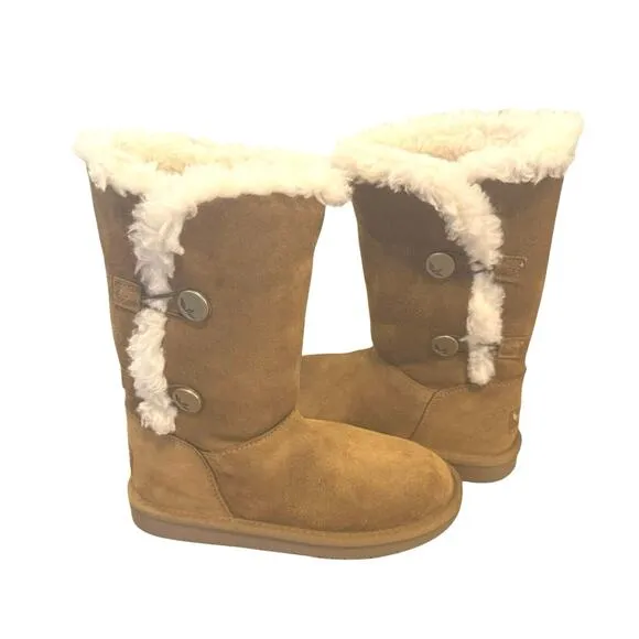 NWOT UGG Australia Bailey Button Boots Girls Sz 2 Chestnut Brown S/N 1096443