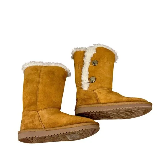 NWOT UGG Australia Bailey Button Boots Girls Sz 2 Chestnut Brown S/N 1096443