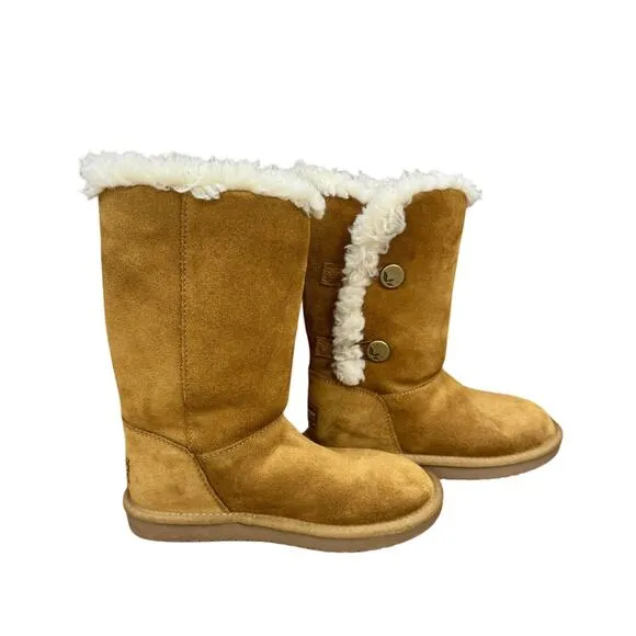 NWOT UGG Australia Bailey Button Boots Girls Sz 2 Chestnut Brown S/N 1096443