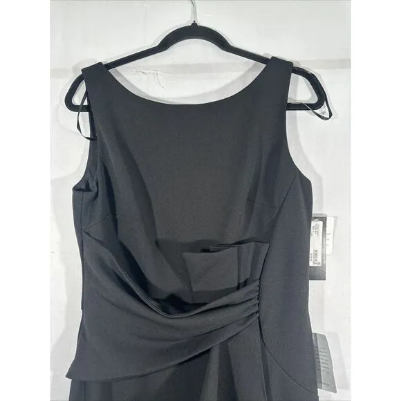 NWT $219 Betsy &amp; Adam [ 12‎ ] Christine Scuba Crepe Ruffled Bow Gown Black