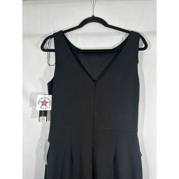 NWT $219 Betsy &amp; Adam [ 12‎ ] Christine Scuba Crepe Ruffled Bow Gown Black