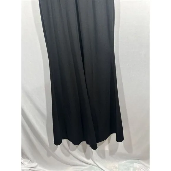 NWT $219 Betsy &amp; Adam [ 12‎ ] Christine Scuba Crepe Ruffled Bow Gown Black