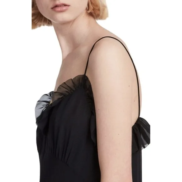 NWT All Saints Sanse Tiered Frilly Mini Dress in Black Sz. 4