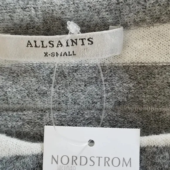 NWT AllSaints Cassia Gray Stripe Sweater XS