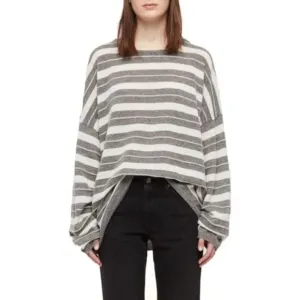 NWT AllSaints Cassia Gray Stripe Sweater XS