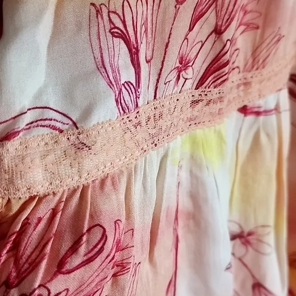 NWT Anthropologie Floral Sunset tiered puff sleeve dress size small