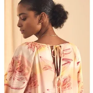 NWT Anthropologie Floral Sunset tiered puff sleeve dress size small
