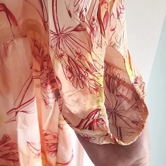 NWT Anthropologie Floral Sunset tiered puff sleeve dress size small