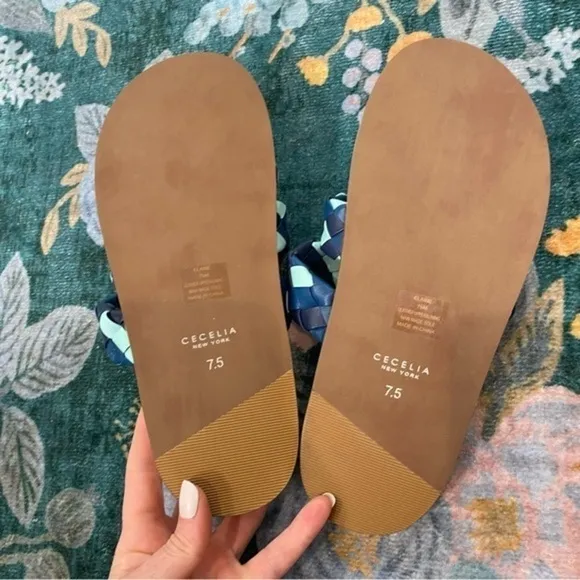 NWT Anthropologie X Cecelia New York Elaine Slide Sandals Blue Braided Slip On