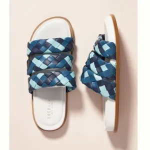 NWT Anthropologie X Cecelia New York Elaine Slide Sandals Blue Braided Slip On