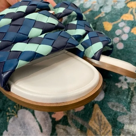 NWT Anthropologie X Cecelia New York Elaine Slide Sandals Blue Braided Slip On