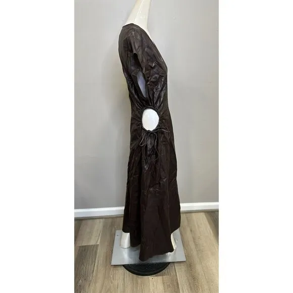 NWT ASTR The Label Faux Leather Cutout Miranda Midi Dress Dark Brown XL $158