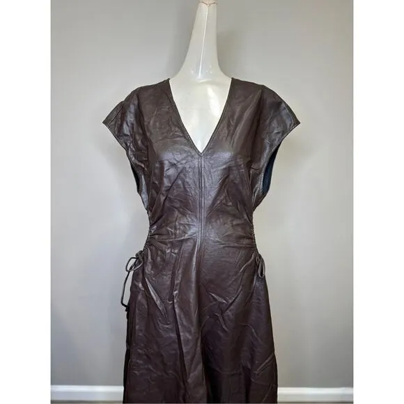 NWT ASTR The Label Faux Leather Cutout Miranda Midi Dress Dark Brown XL $158