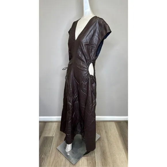 NWT ASTR The Label Faux Leather Cutout Miranda Midi Dress Dark Brown XL $158