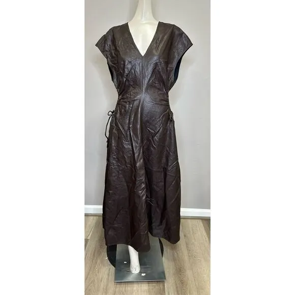 NWT ASTR The Label Faux Leather Cutout Miranda Midi Dress Dark Brown XL $158