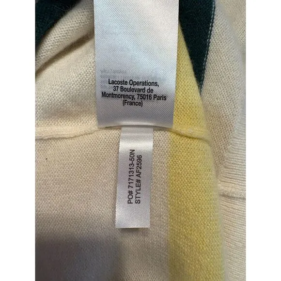 NWT Authentic Lacoste Sport Cashmere V Neck Sweater Size S