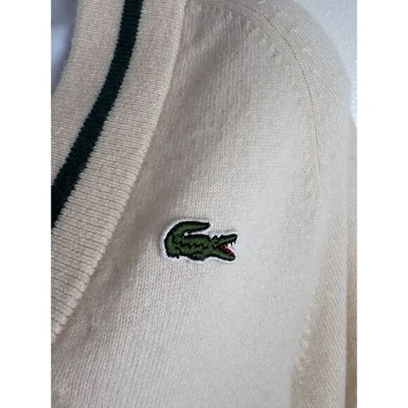 NWT Authentic Lacoste Sport Cashmere V Neck Sweater Size S