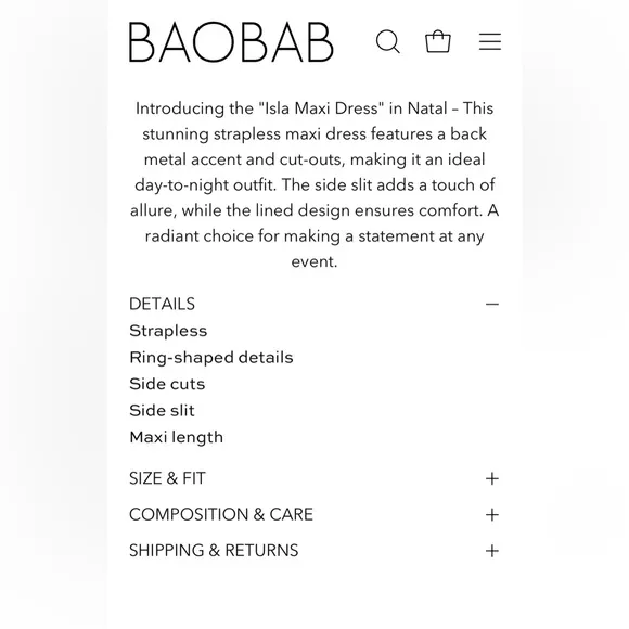 NWT Baobab Isla Maxi 2 piece dress  in Natal, 3 shades of blue, sz M orig $300 