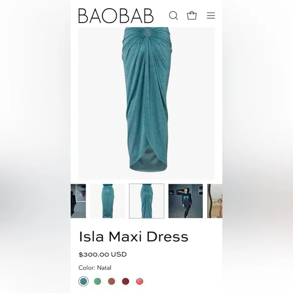 NWT Baobab Isla Maxi 2 piece dress  in Natal, 3 shades of blue, sz M orig $300 