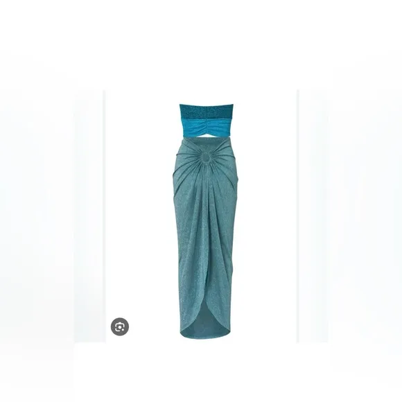 NWT Baobab Isla Maxi 2 piece dress  in Natal, 3 shades of blue, sz M orig $300 