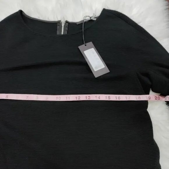 NWT Biancalancia Lagenlook Quiet Luxury Ribbed Wool Tunic Sweater Black Size 10