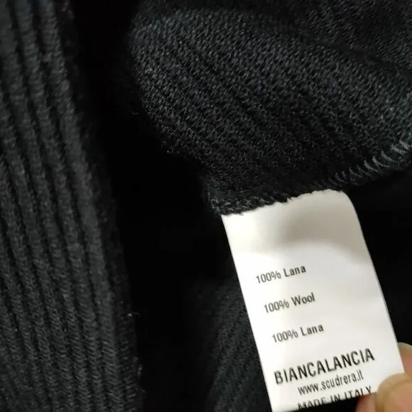 NWT Biancalancia Lagenlook Quiet Luxury Ribbed Wool Tunic Sweater Black Size 10