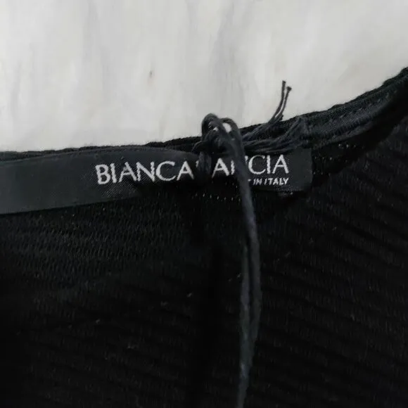 NWT Biancalancia Lagenlook Quiet Luxury Ribbed Wool Tunic Sweater Black Size 10
