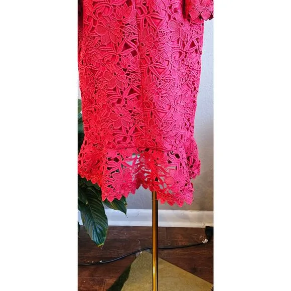 NWT Boston Proper Bell Sleeve Off The Shoulder Lace Midi Dress Women Size 6 Red