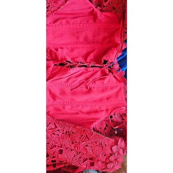 NWT Boston Proper Bell Sleeve Off The Shoulder Lace Midi Dress Women Size 6 Red