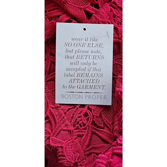 NWT Boston Proper Bell Sleeve Off The Shoulder Lace Midi Dress Women Size 6 Red