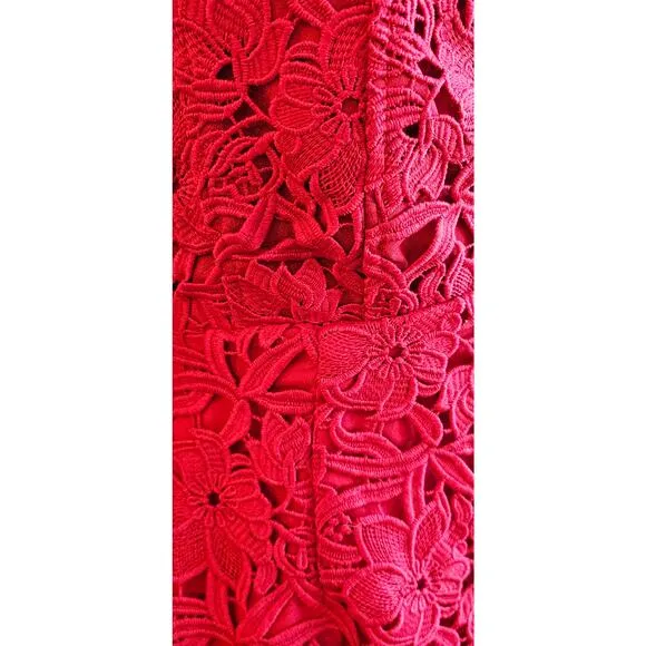 NWT Boston Proper Bell Sleeve Off The Shoulder Lace Midi Dress Women Size 6 Red