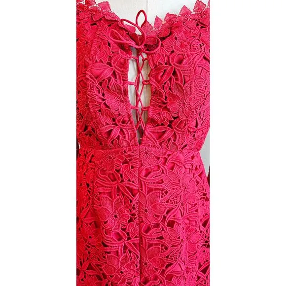 NWT Boston Proper Bell Sleeve Off The Shoulder Lace Midi Dress Women Size 6 Red