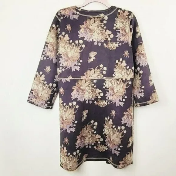 NWT Chelsea &amp; Theodore Floral Print Open Front Faux Suede Jacket