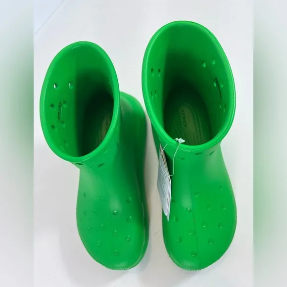 NWT - CROCS Unisex Crush Rain Boots in Green NO BOX