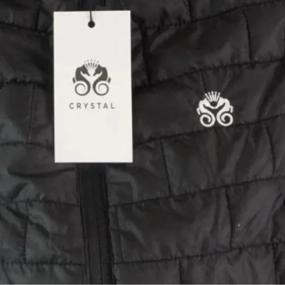 NWT [Crystal] Black Quilted Down Full-Zip Puffer Vest Front Pockets Womens Sz S