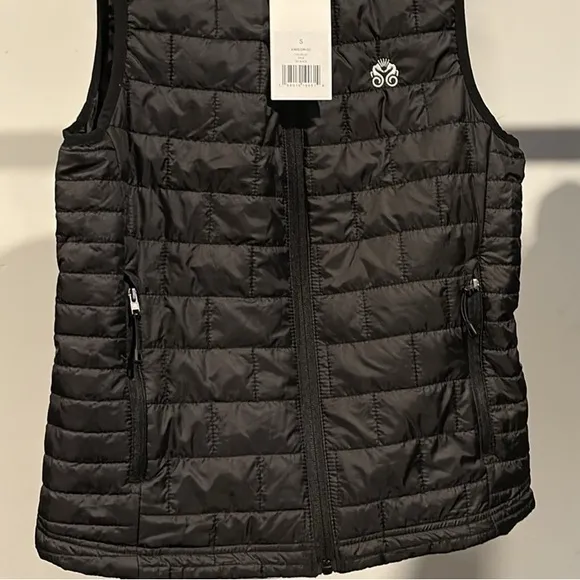 NWT [Crystal] Black Quilted Down Full-Zip Puffer Vest Front Pockets Womens Sz S