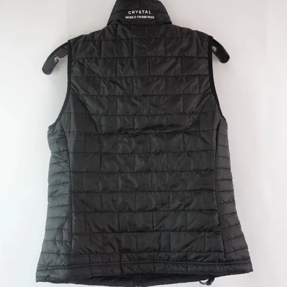NWT [Crystal] Black Quilted Down Full-Zip Puffer Vest Front Pockets Womens Sz S