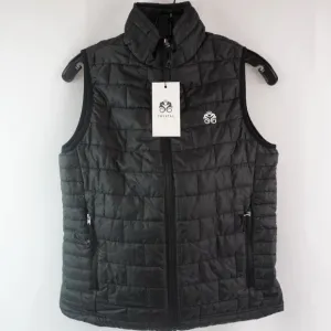 NWT [Crystal] Black Quilted Down Full-Zip Puffer Vest Front Pockets Womens Sz S